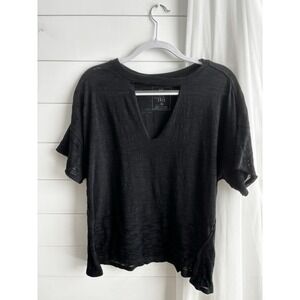 Free People Black V-Neck Blouse